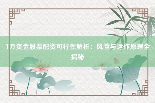 1万资金股票配资可行性解析：风险与运作原理全揭秘